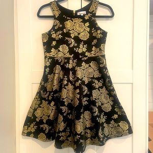 Black and gold girls special occasion dress, size 16, by nickie lew.